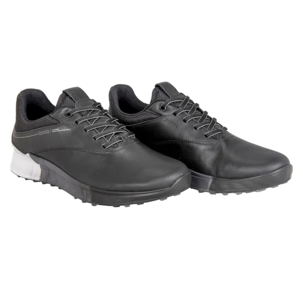 Ecco Men's Golf S-Three Black Leather Waterproof Spikeless Golf Shoes Size EU42